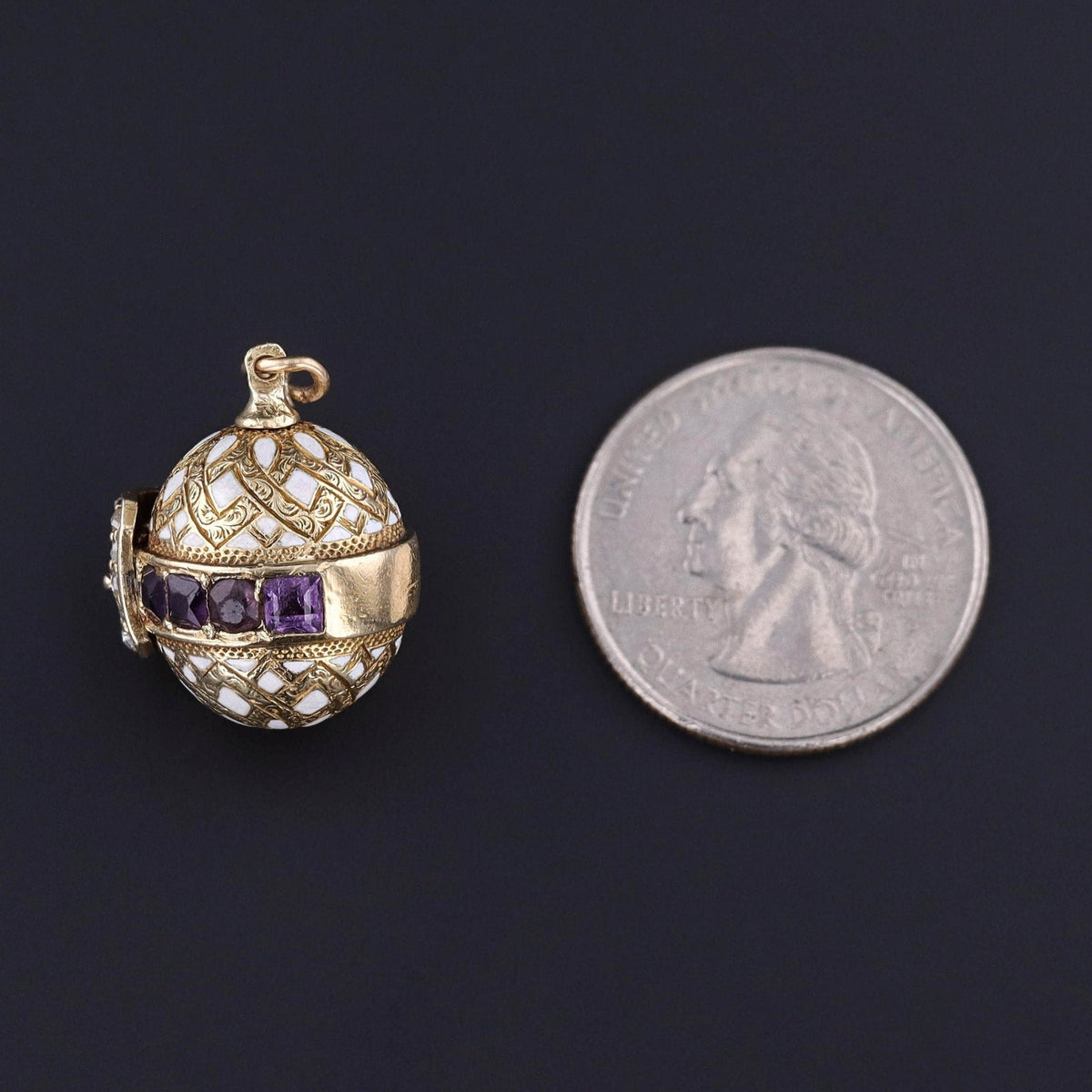 Antique Amethyst Egg Charm of 18k Gold - Trademark Antiques