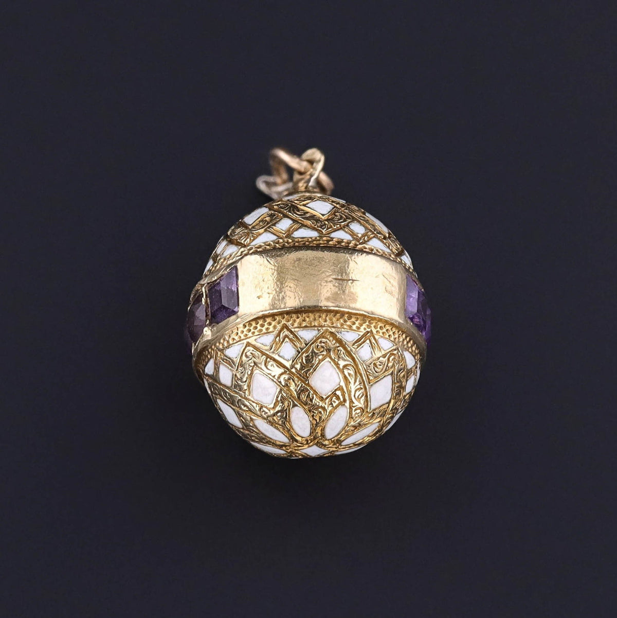 Antique Amethyst Egg Charm of 18k Gold - Trademark Antiques