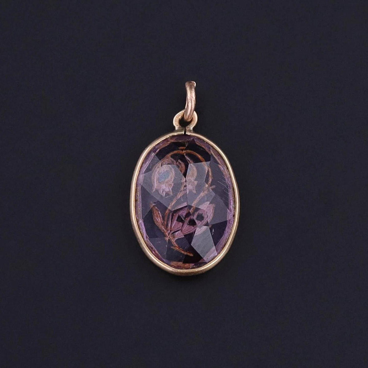 Antique Amethyst Rose of Sharon Charm of 14k Gold - Trademark Antiques