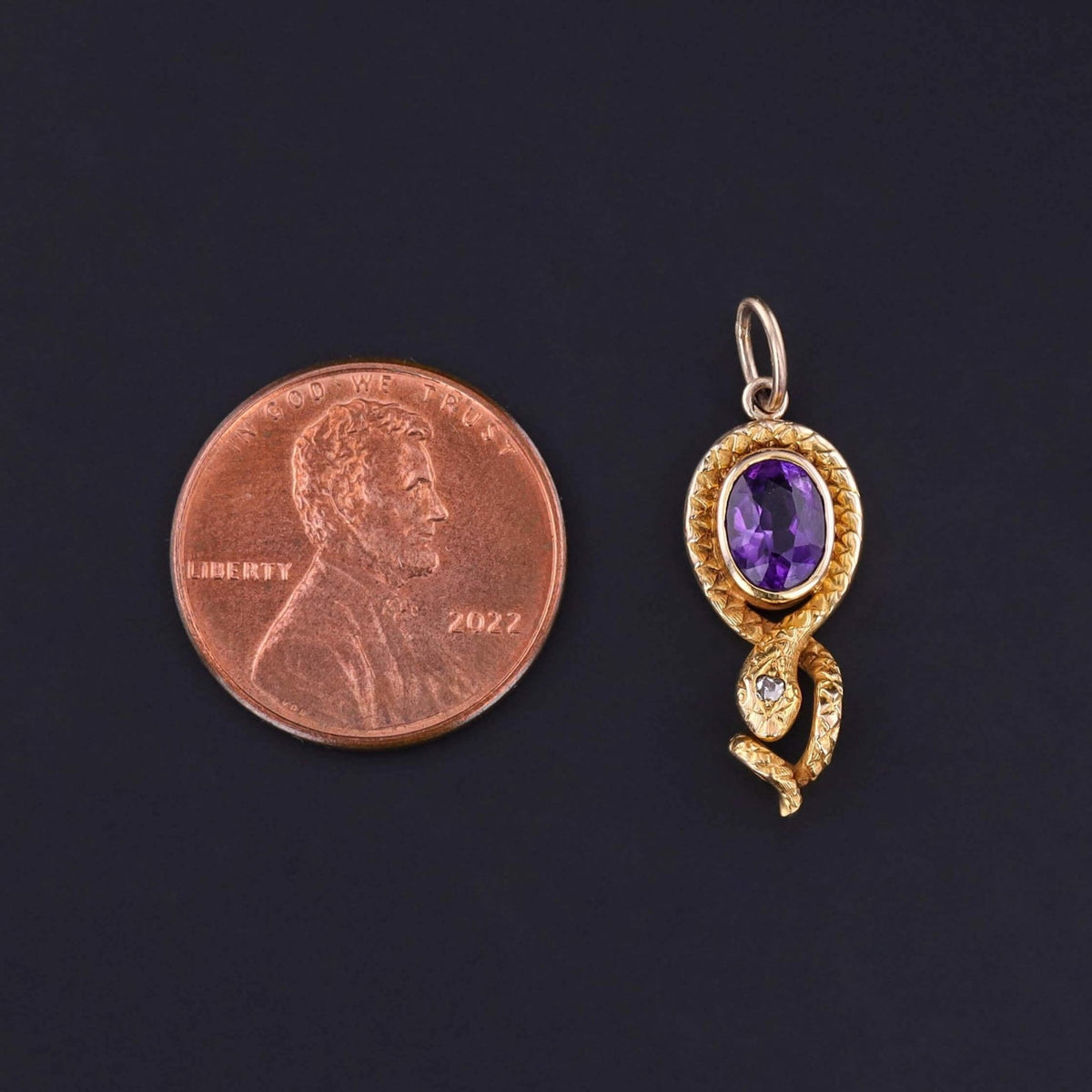 Antique Amethyst Snake Charm of 14k Gold - Trademark Antiques
