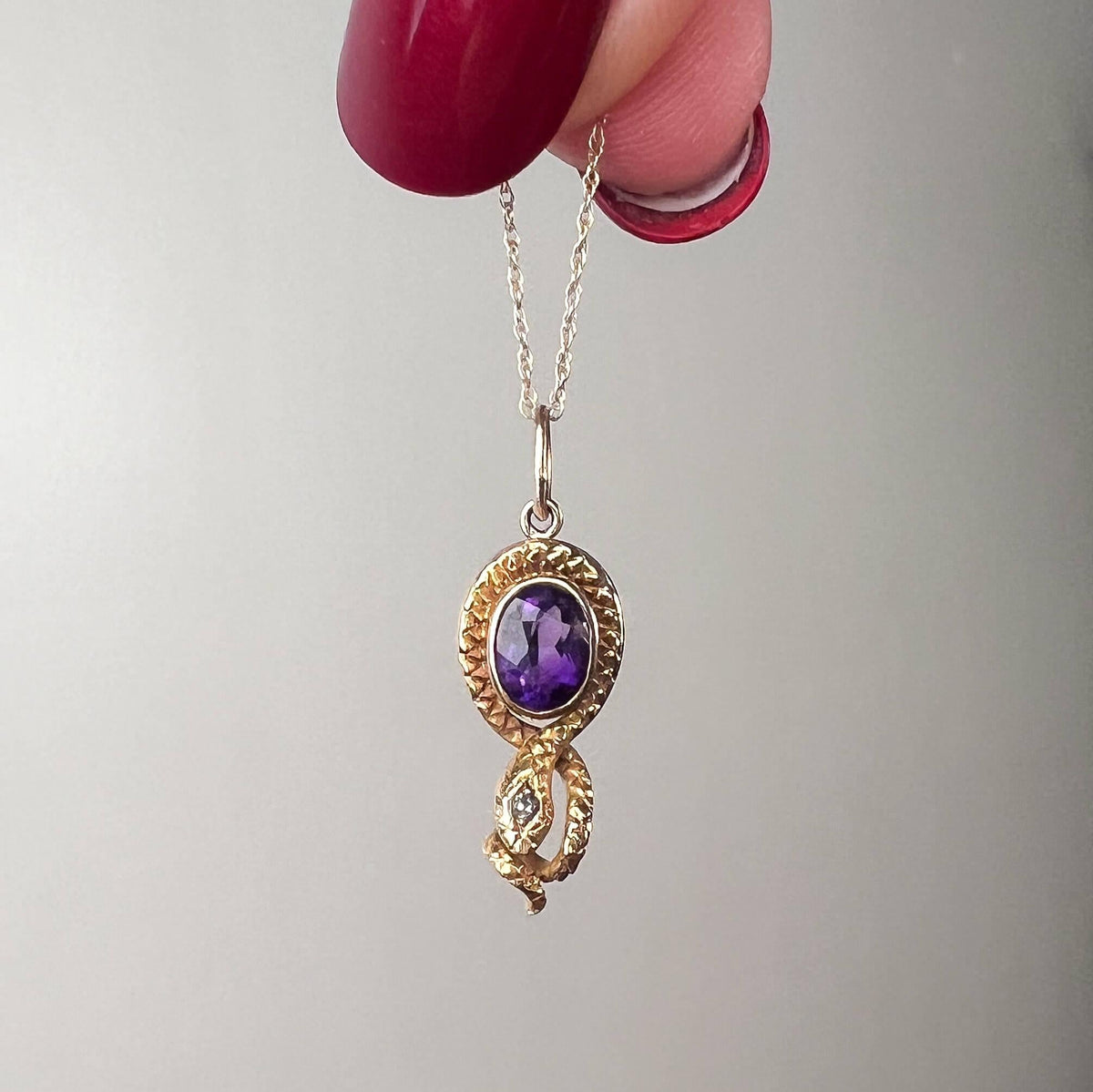 Antique Amethyst Snake Charm of 14k Gold - Trademark Antiques