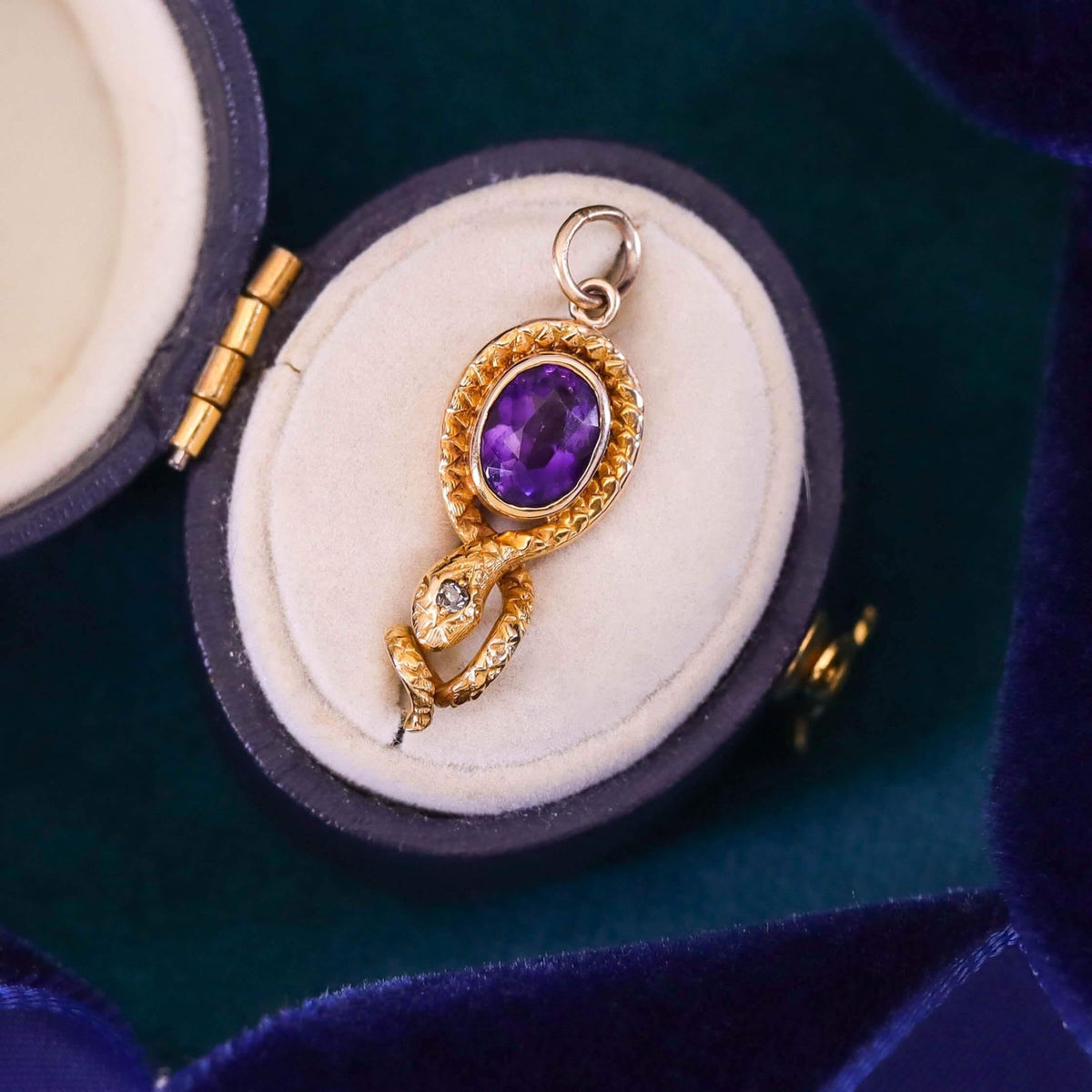 Antique Amethyst Snake Charm of 14k Gold - Trademark Antiques