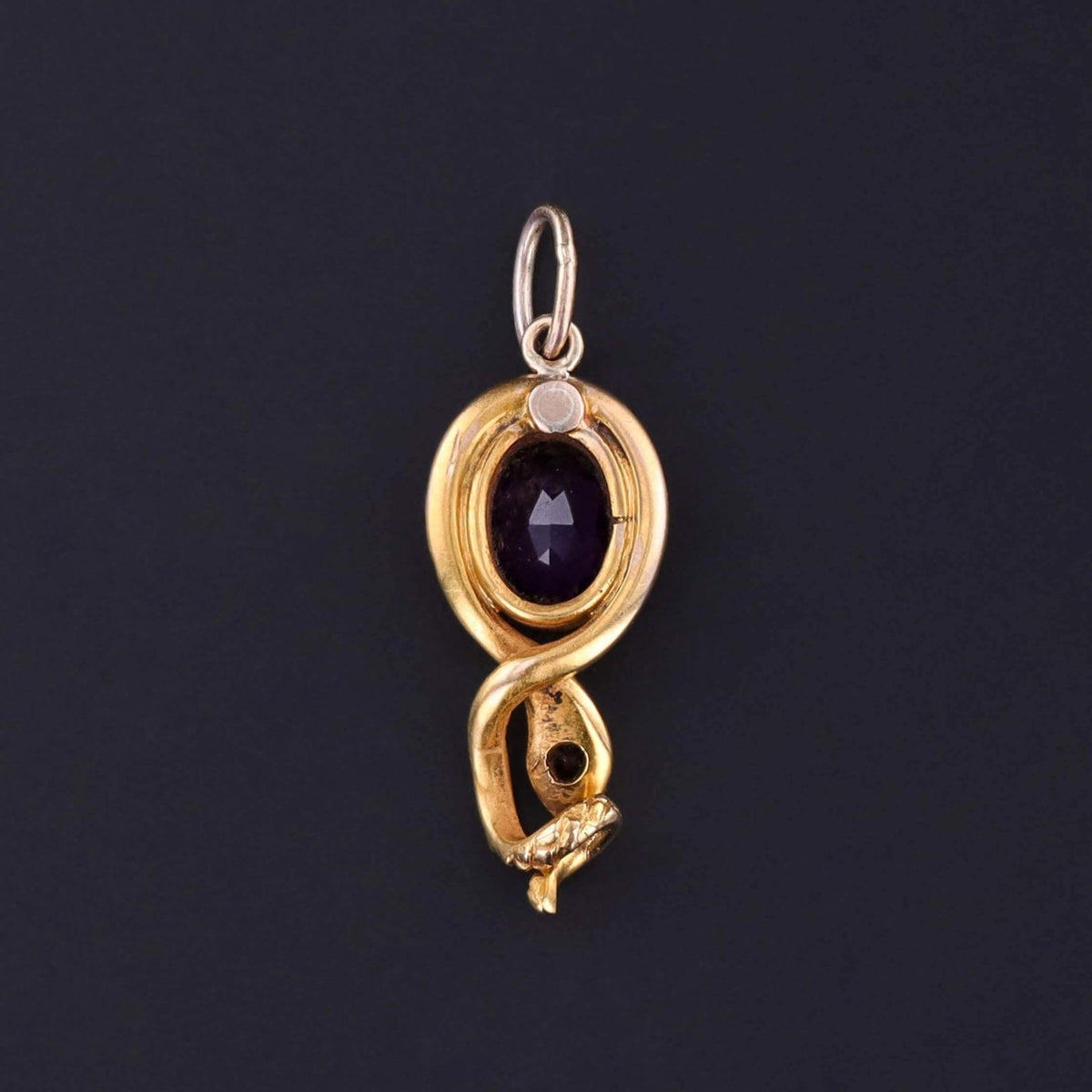 Antique Amethyst Snake Charm of 14k Gold - Trademark Antiques