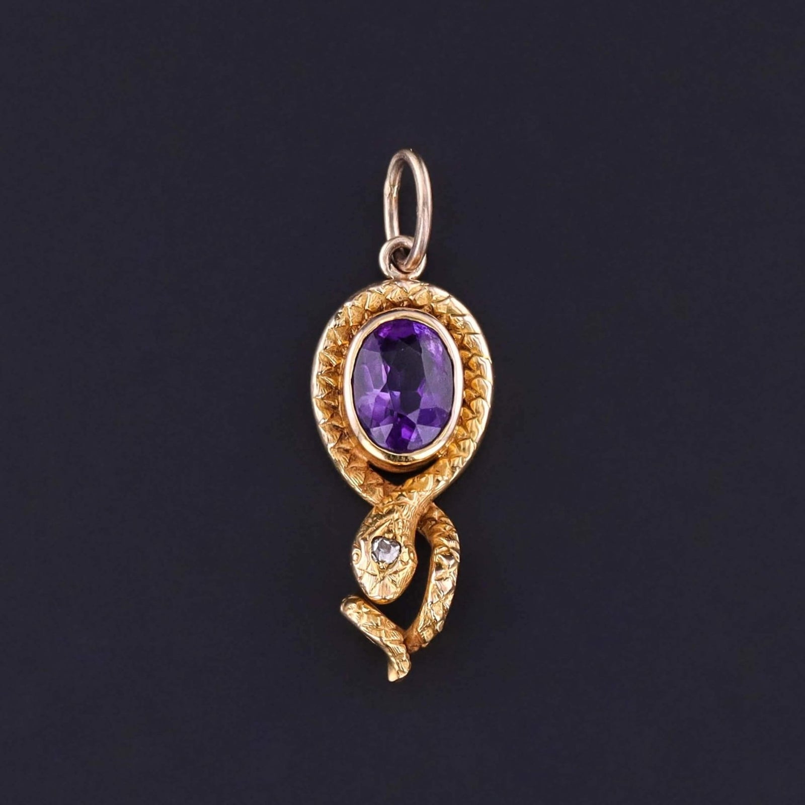 Antique Amethyst Snake Charm of 14k Gold - Trademark Antiques