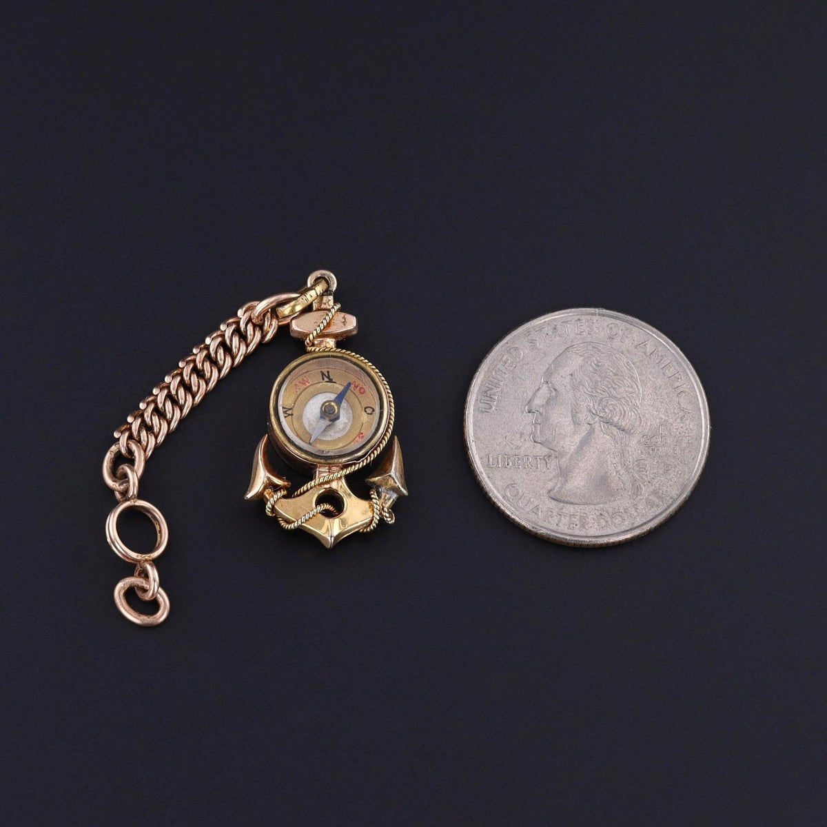 Antique Anchor Compass Pendant of 12ct Gold - Trademark Antiques