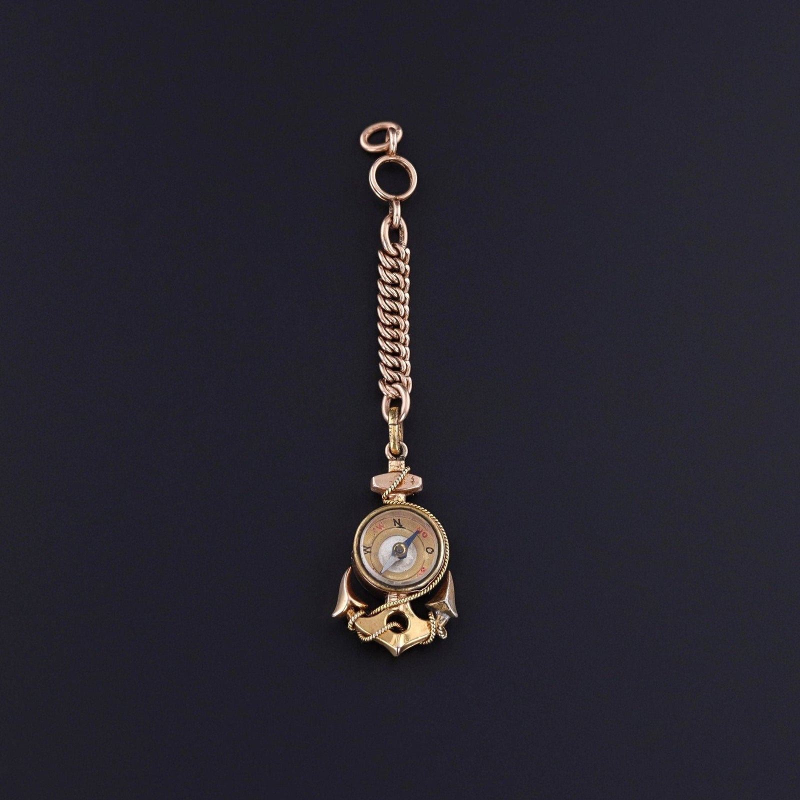 Antique Anchor Compass Pendant of 12ct Gold - Trademark Antiques