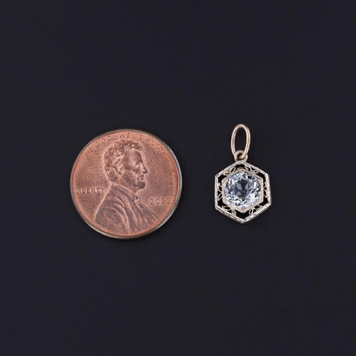 Antique Aqua Charm of 14k White and Yellow Gold - Trademark Antiques