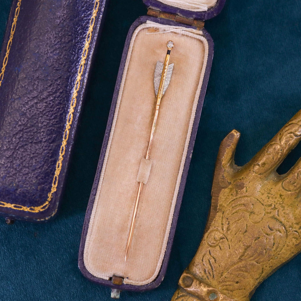 Antique Arrow Pin of 15k Gold and Platinum - Trademark Antiques