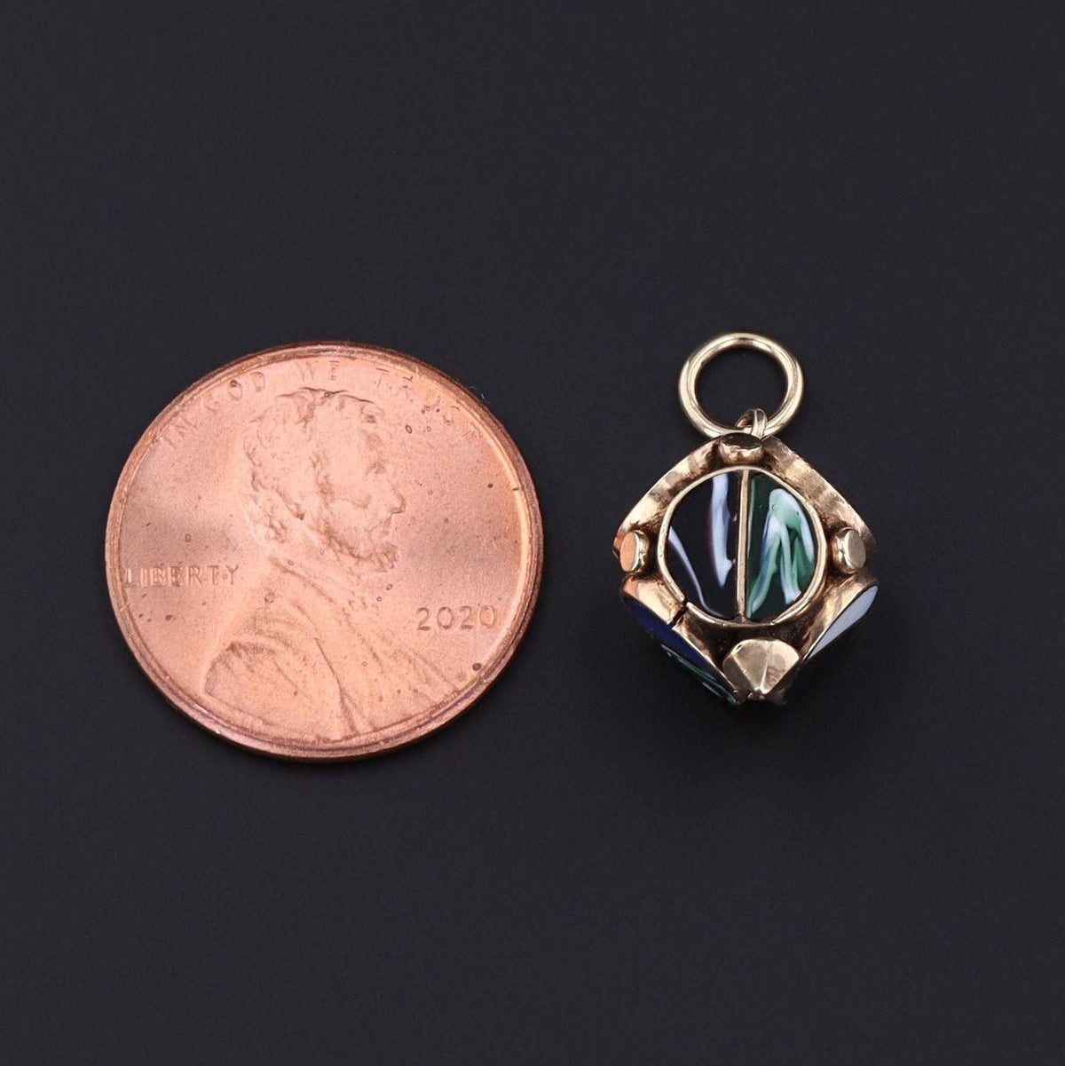 Antique Art Glass Conversion Pendant of 14k Gold - Trademark Antiques