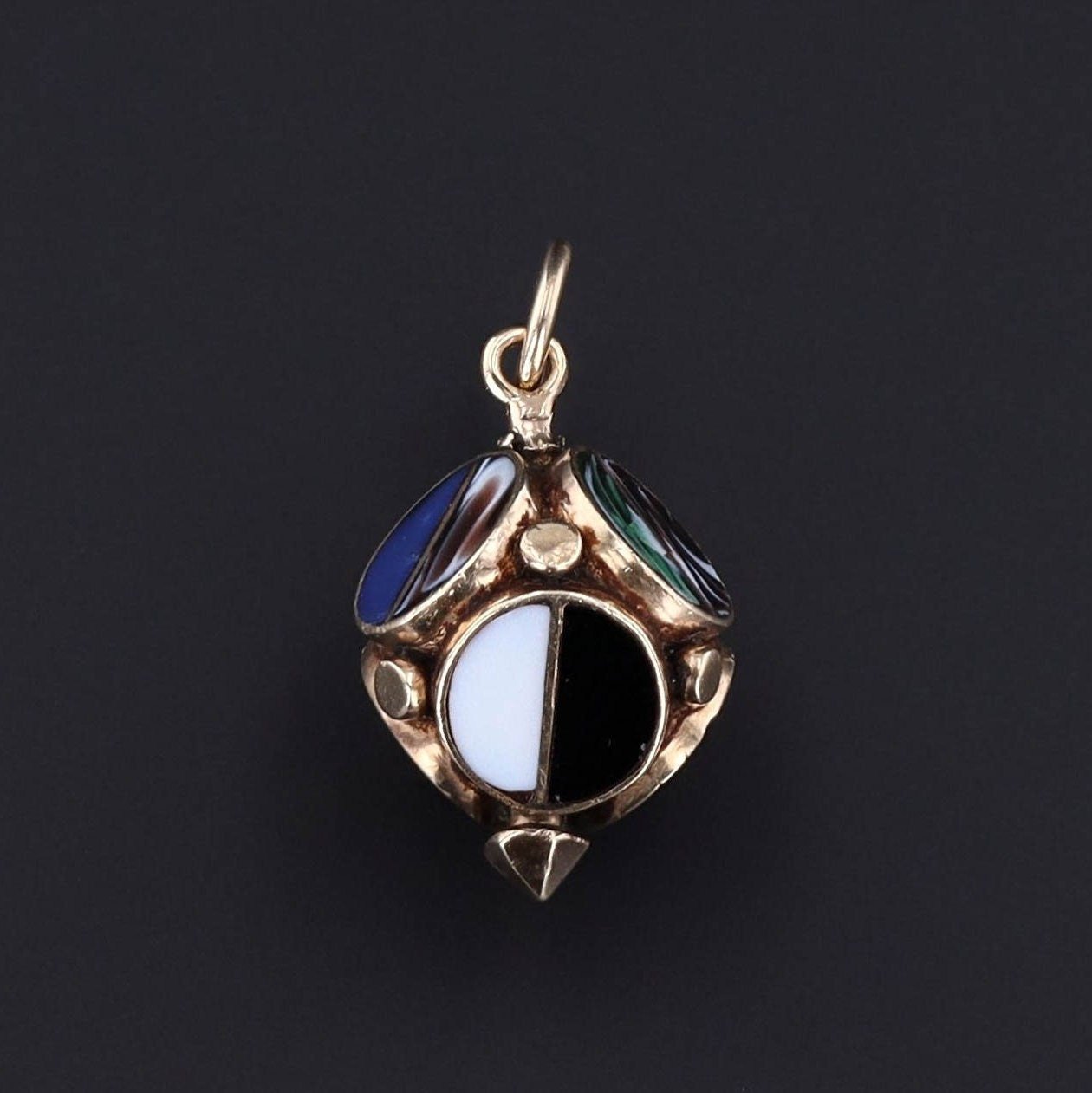 Antique Art Glass Conversion Pendant of 14k Gold - Trademark Antiques