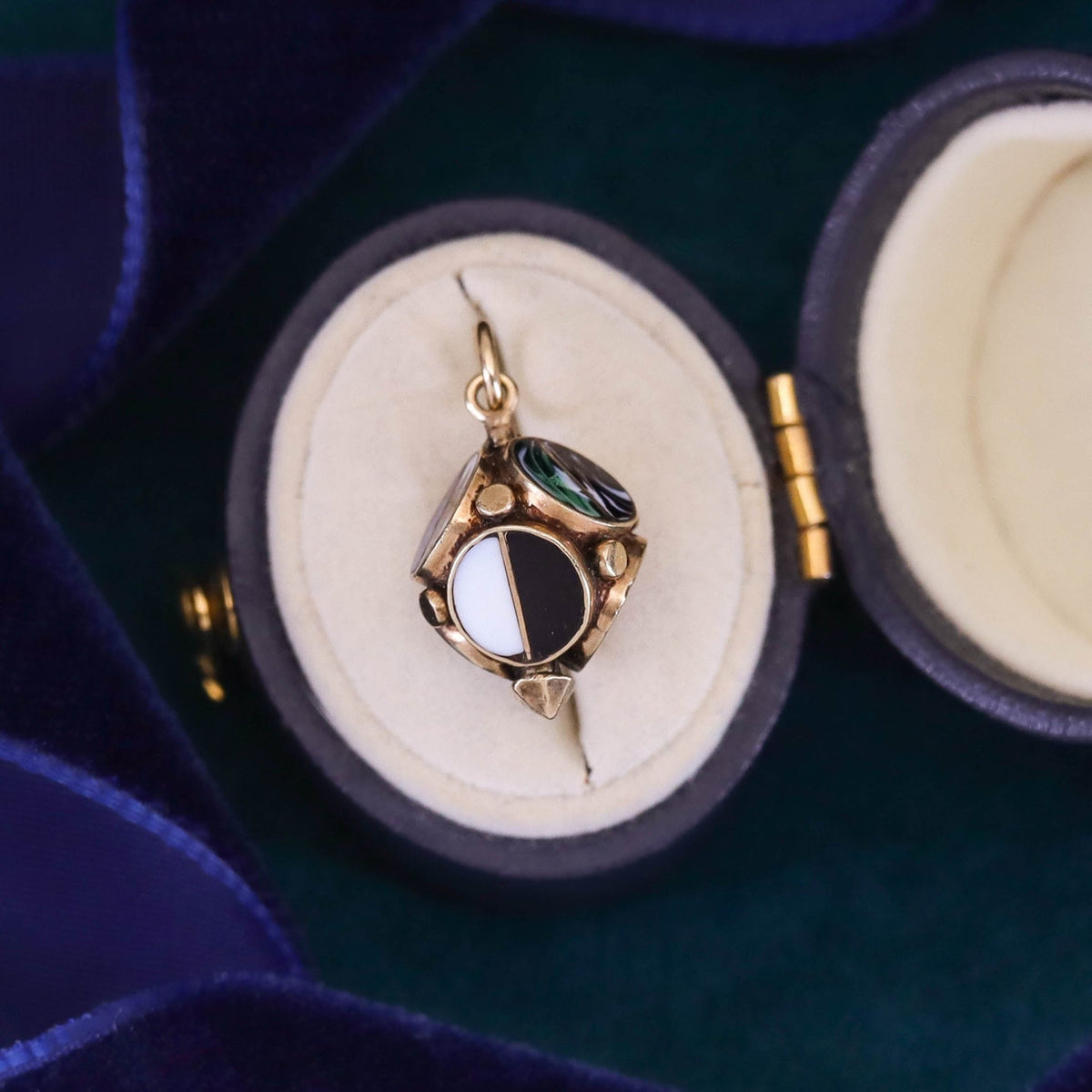 Antique Art Glass Conversion Pendant of 14k Gold - Trademark Antiques