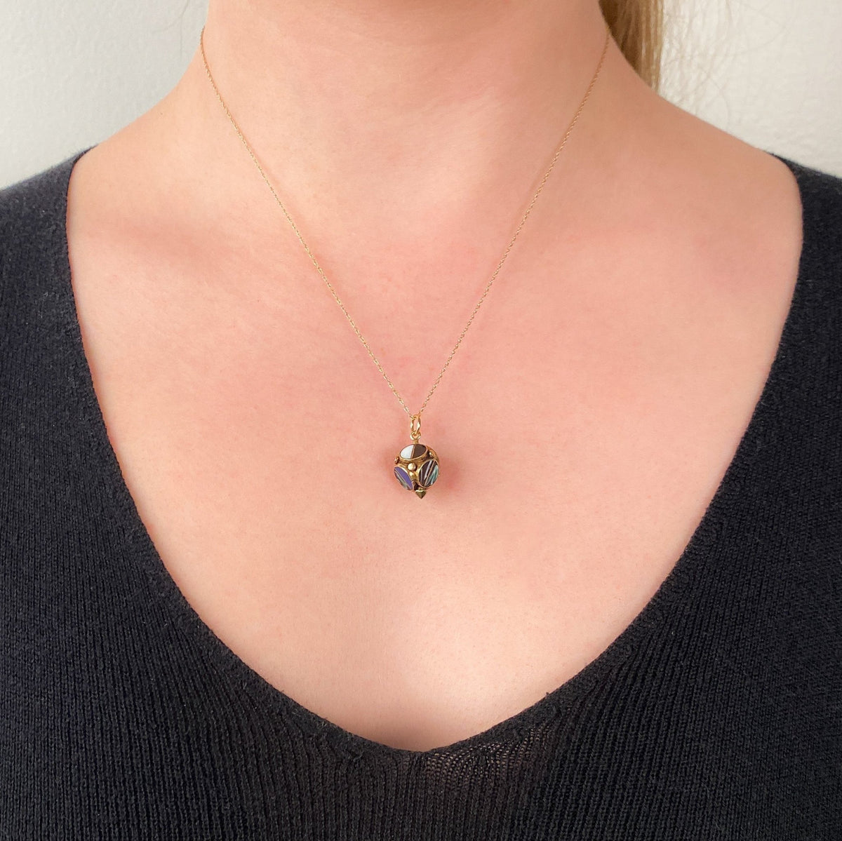 Antique Art Glass Conversion Pendant of 14k Gold - Trademark Antiques