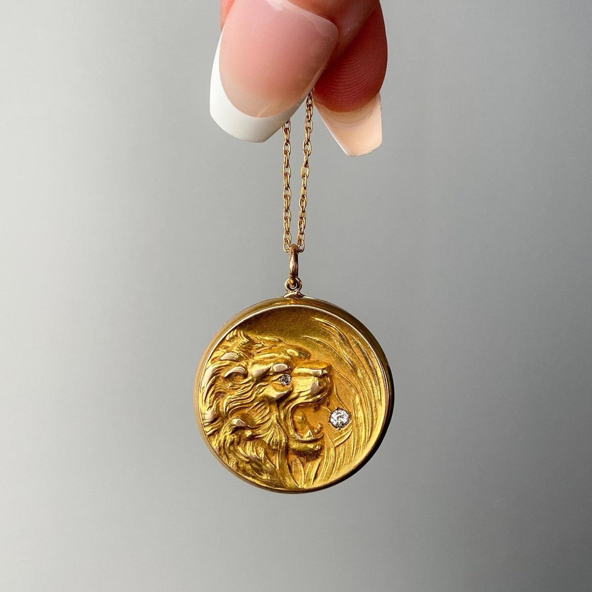 Antique Art Nouveau Lion Locket of 10k Gold - Trademark Antiques