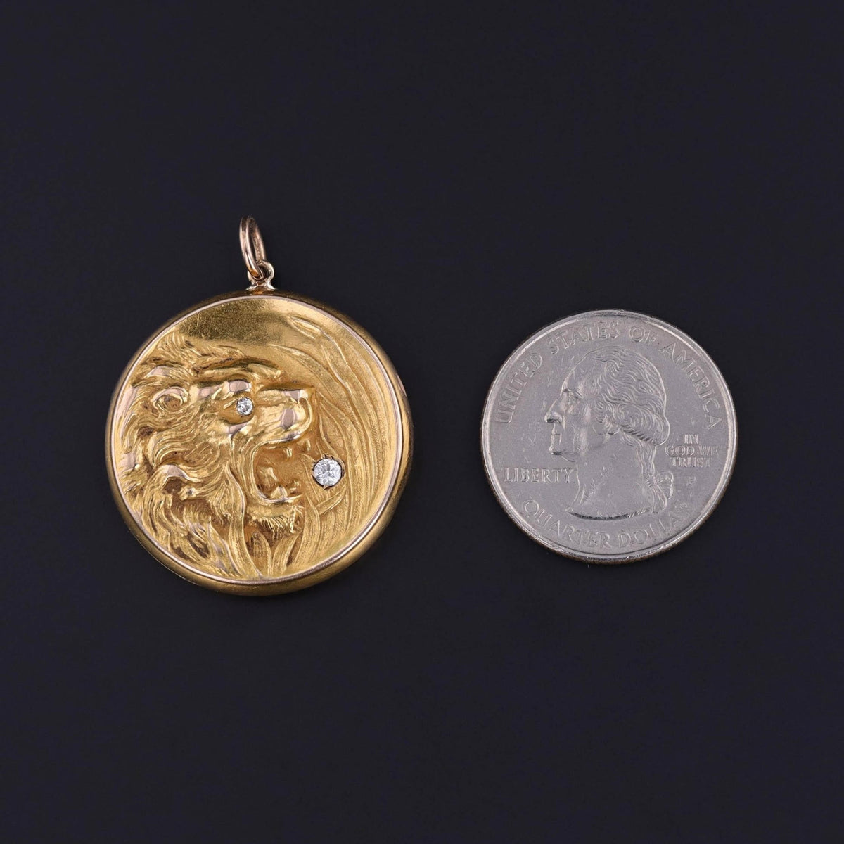 Antique Art Nouveau Lion Locket of 10k Gold - Trademark Antiques
