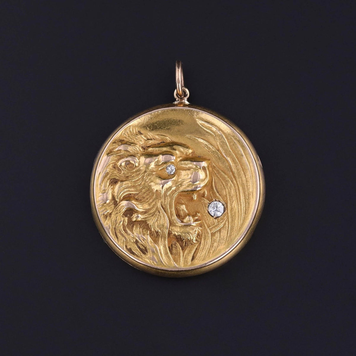 Antique Art Nouveau Lion Locket of 10k Gold - Trademark Antiques