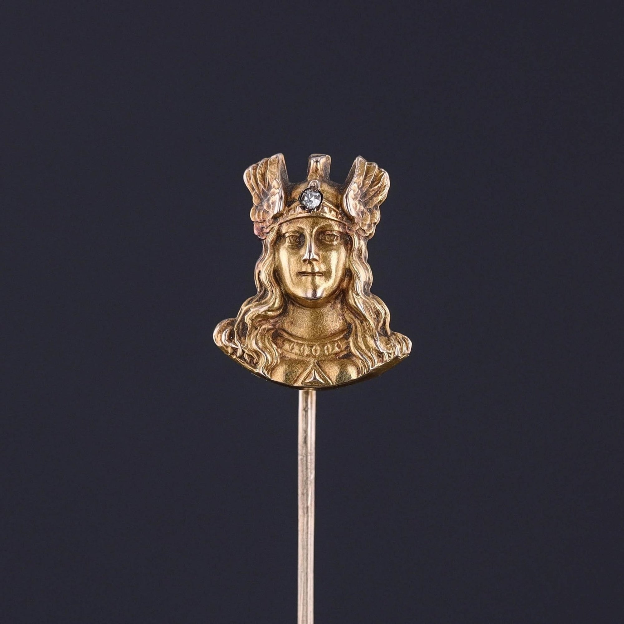 Antique Athena or Viking Stickpin of 14k Gold - Trademark Antiques