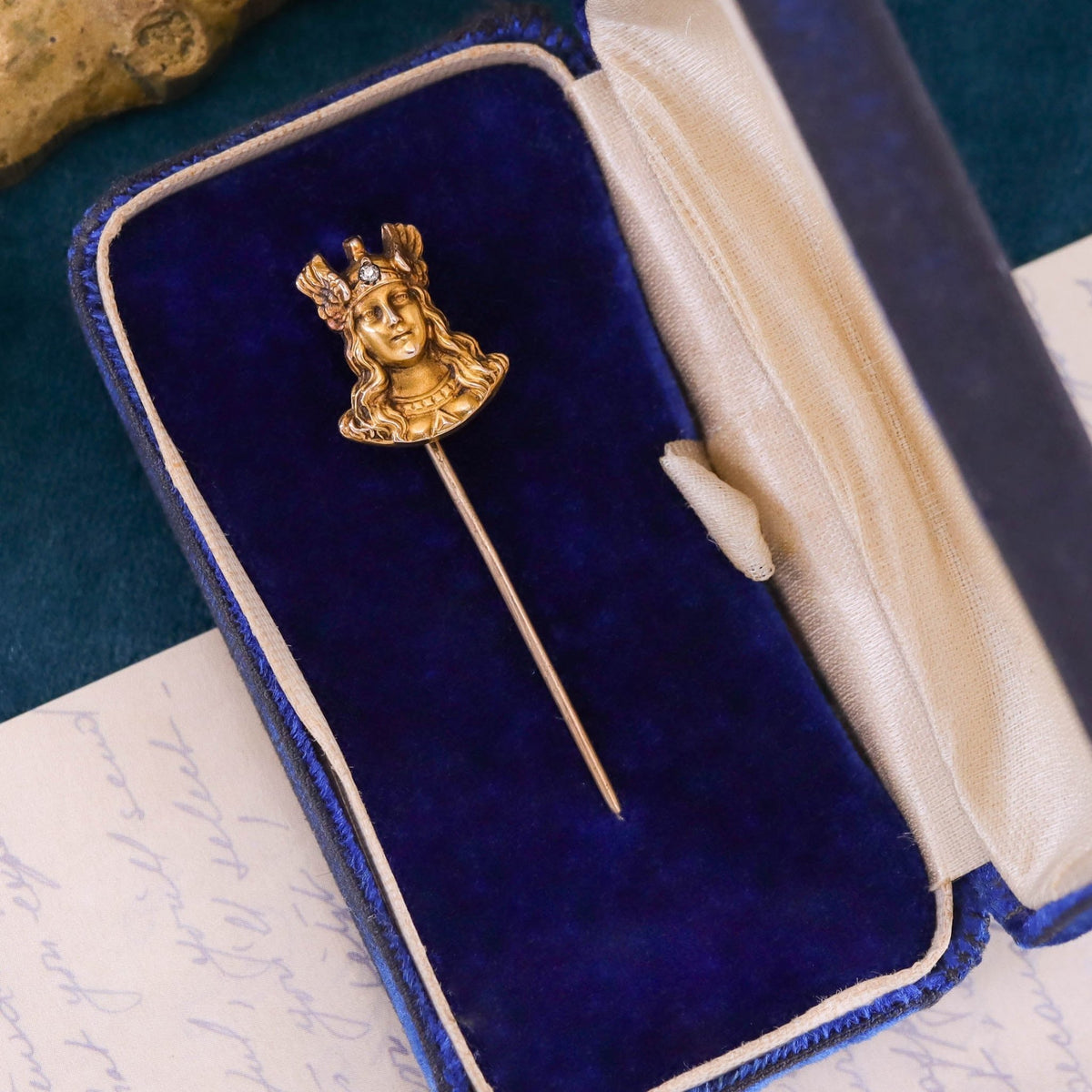 Antique Athena or Viking Stickpin of 14k Gold - Trademark Antiques