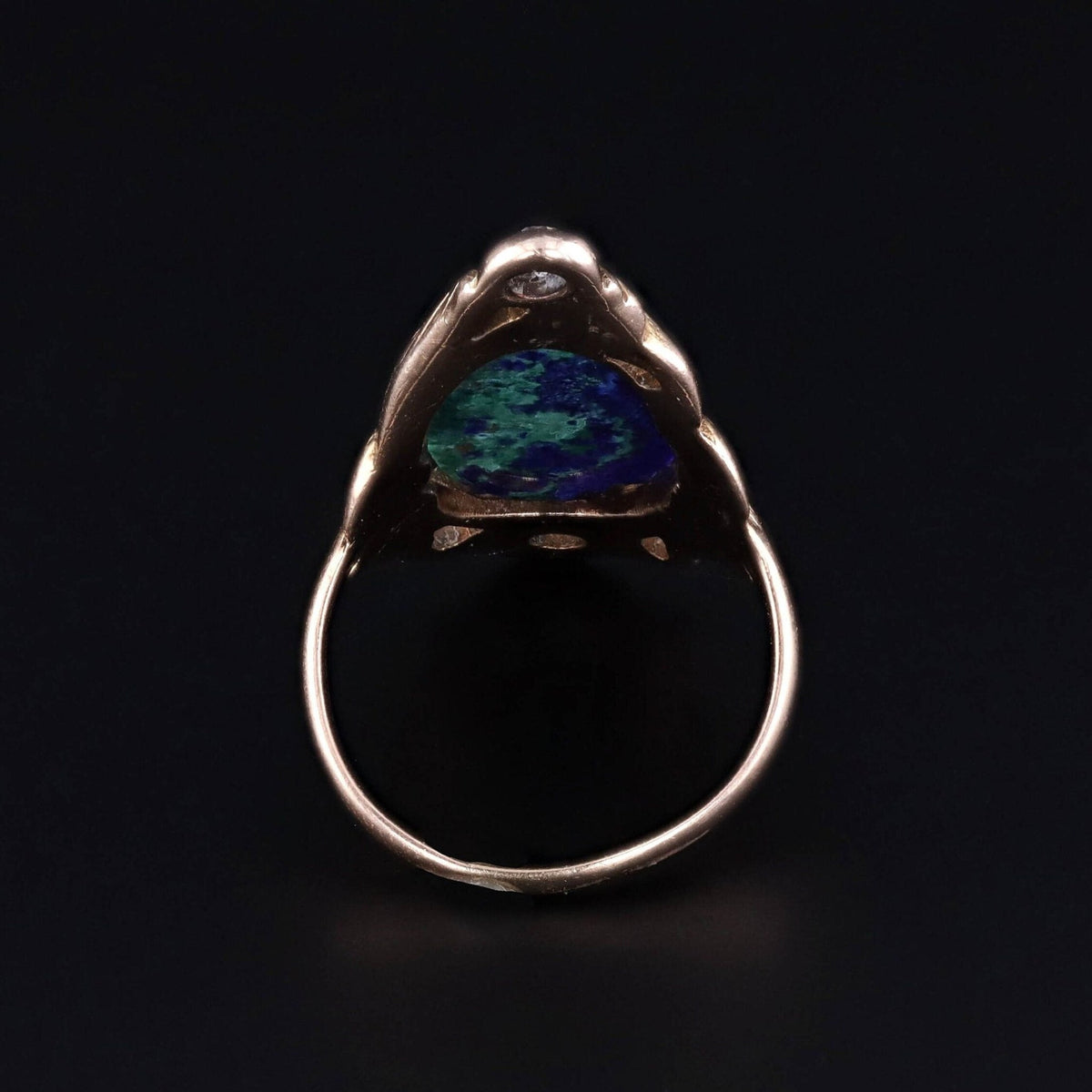 Antique Azurite Malachite Ring of 10k Gold - Trademark Antiques