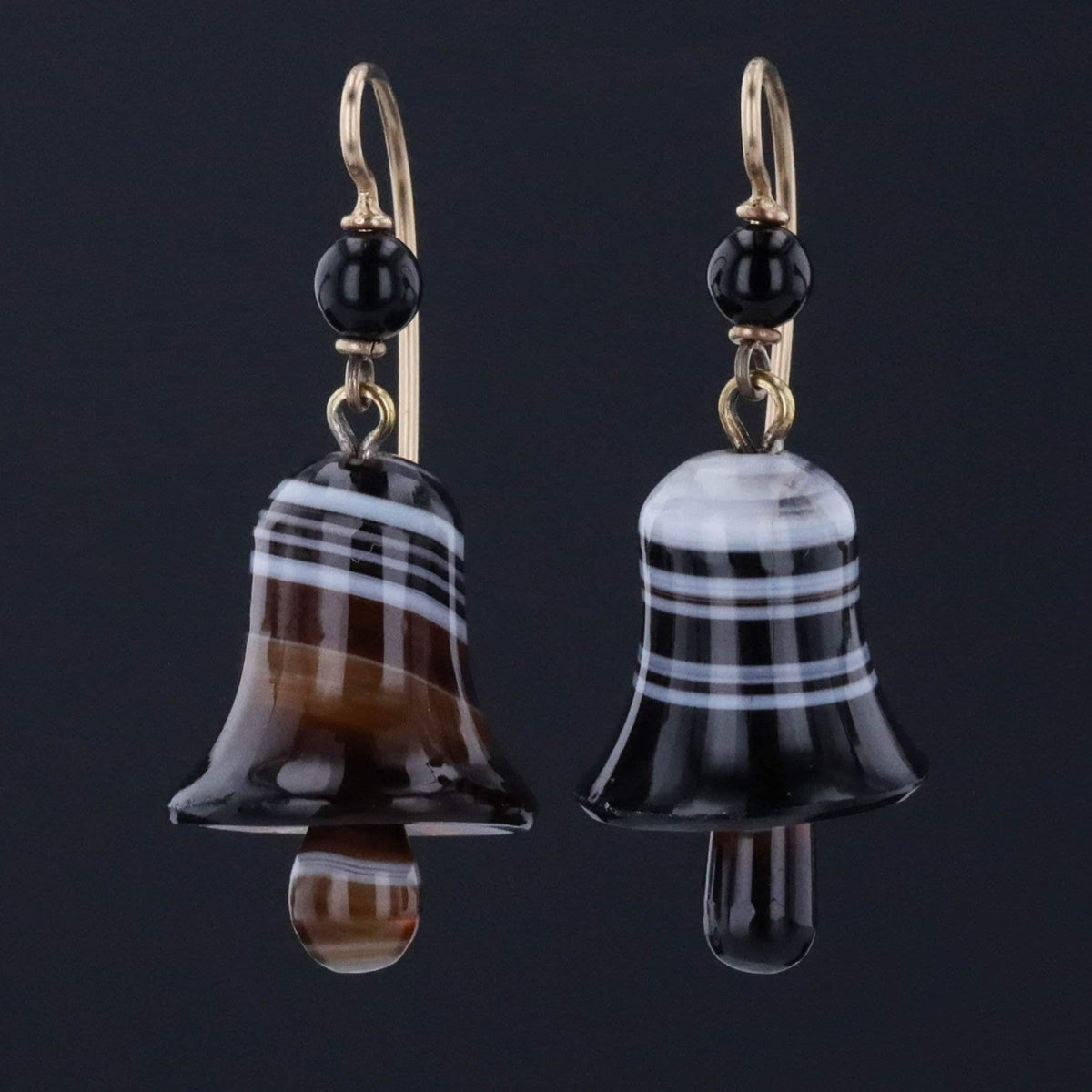 Antique Banded Agate Bell Earrings - Trademark Antiques