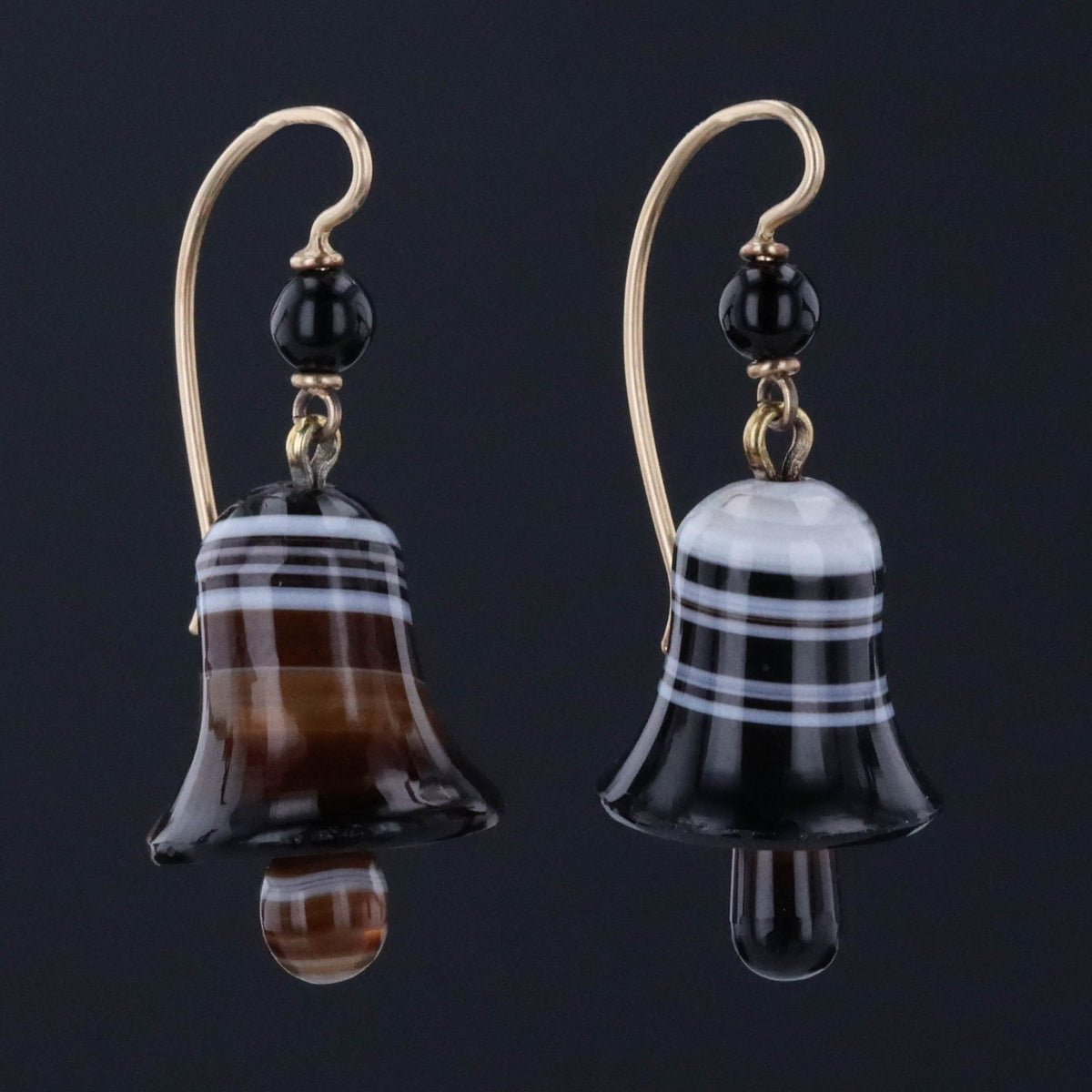 Antique Banded Agate Bell Earrings - Trademark Antiques