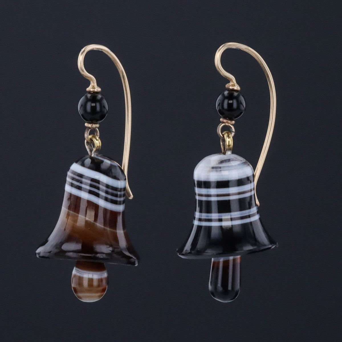 Antique Banded Agate Bell Earrings - Trademark Antiques