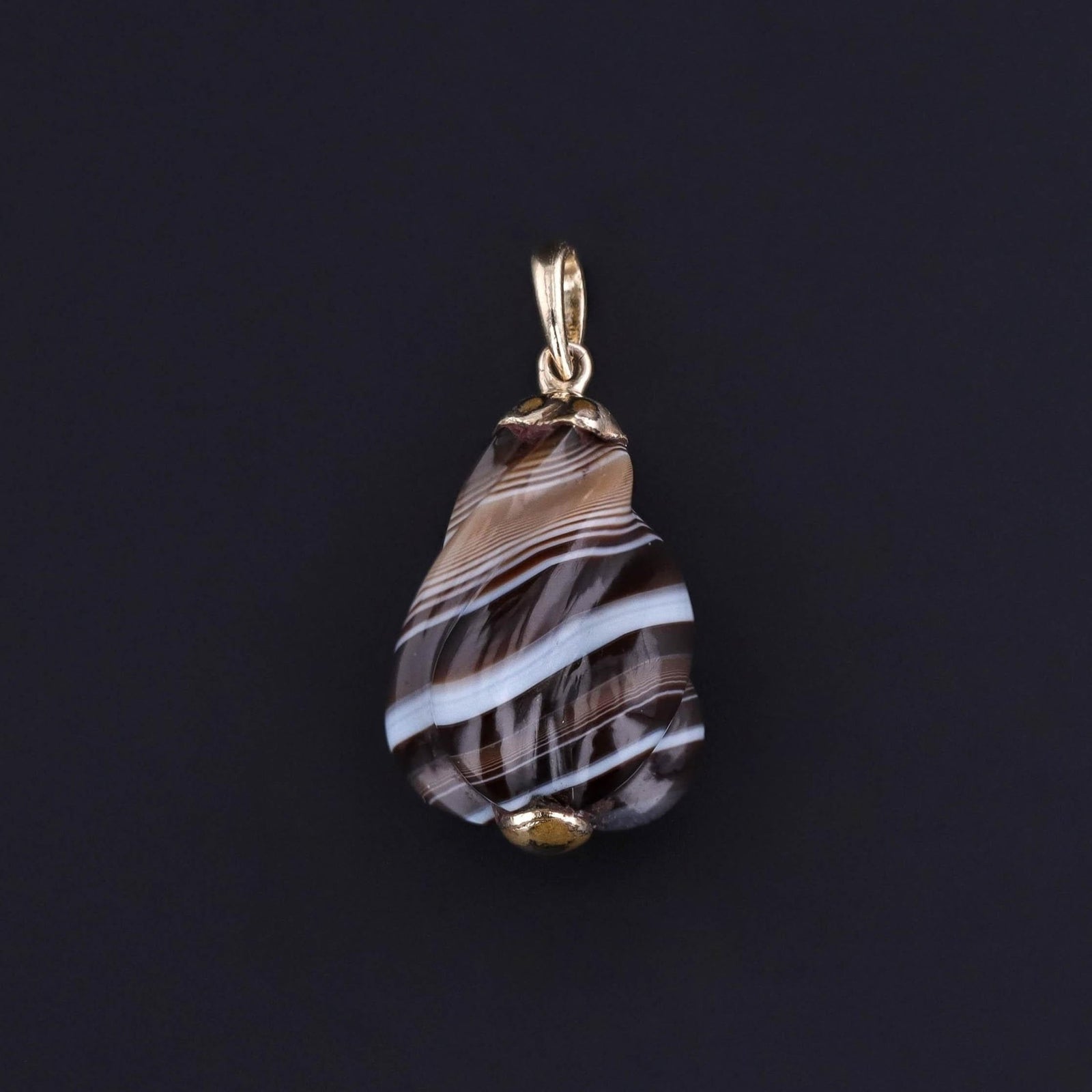 Antique Banded Agate Pendant - Trademark Antiques