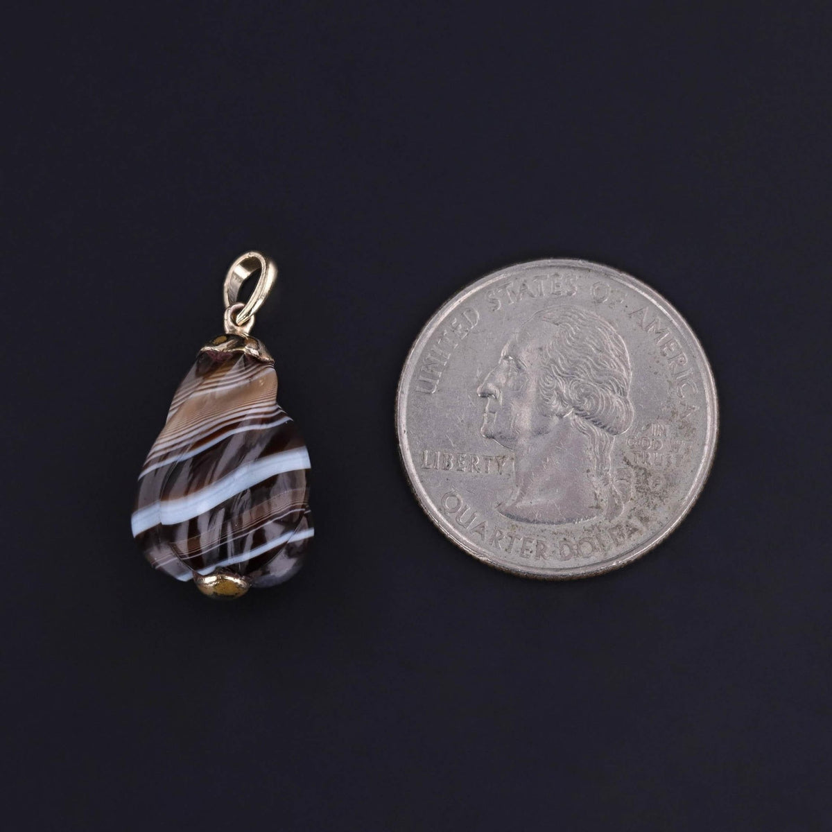 Antique Banded Agate Pendant - Trademark Antiques
