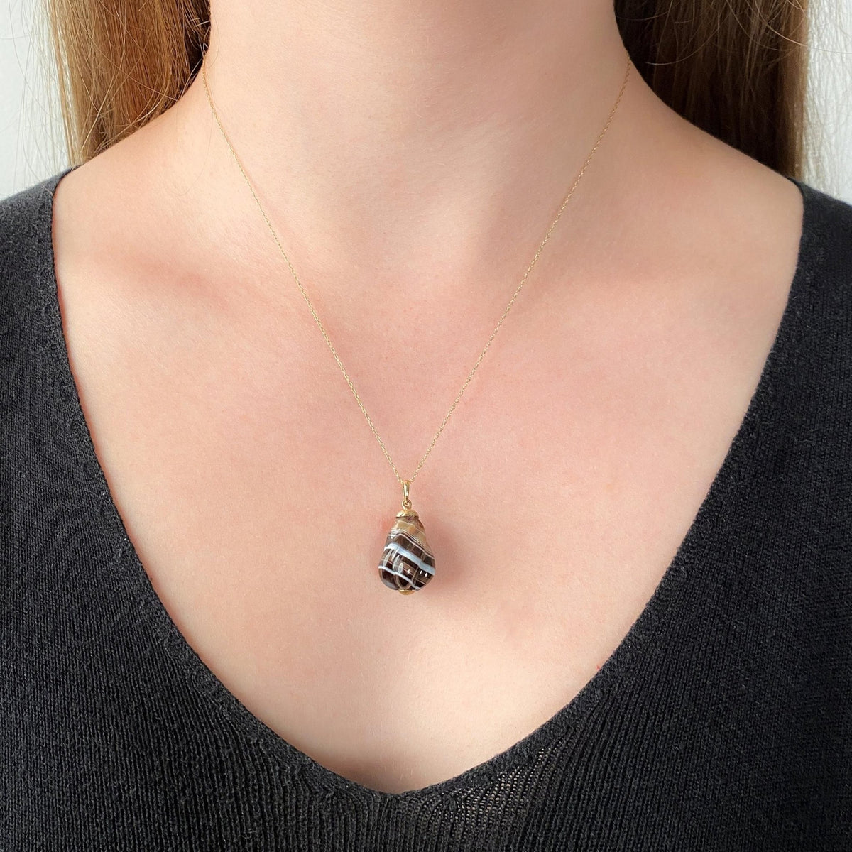 Antique Banded Agate Pendant - Trademark Antiques