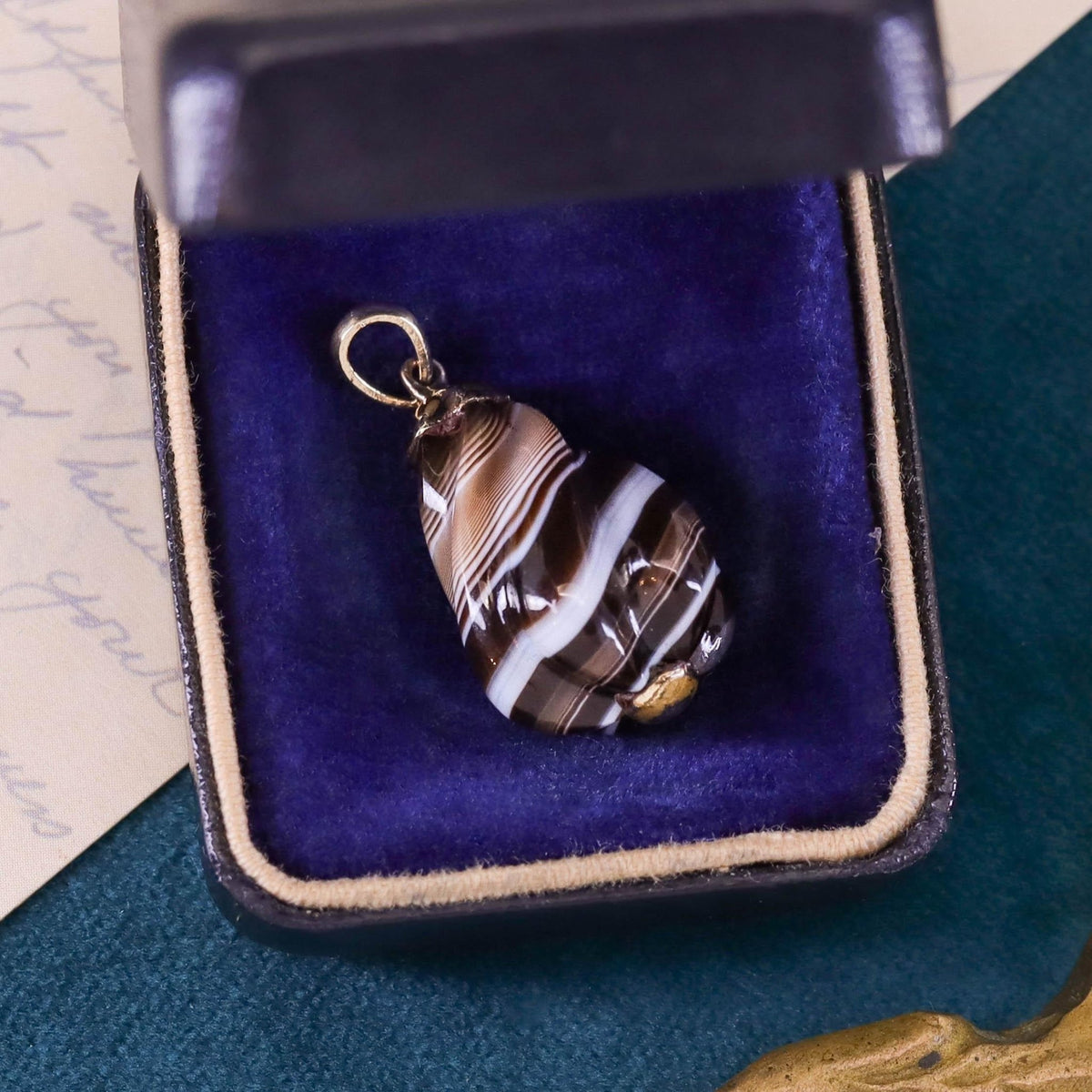 Antique Banded Agate Pendant - Trademark Antiques