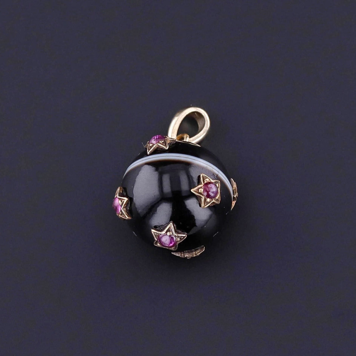 Antique Banded Agate &amp; Ruby Star Pendant - Trademark Antiques