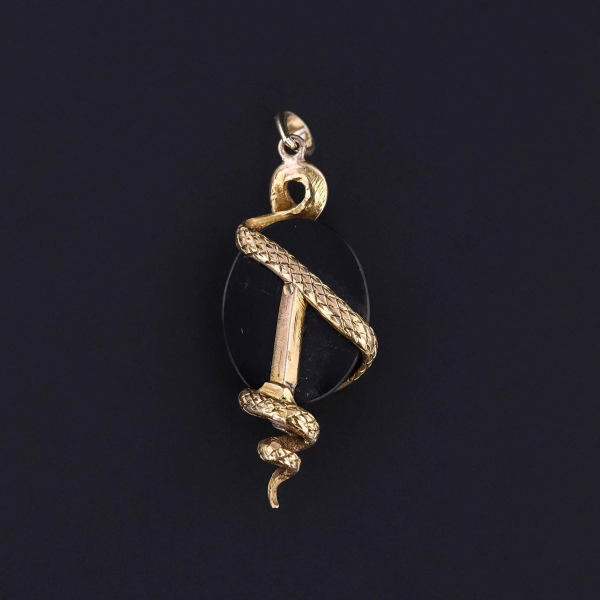 Antique Banded Agate Snake Pendant of 18k Gold - Trademark Antiques