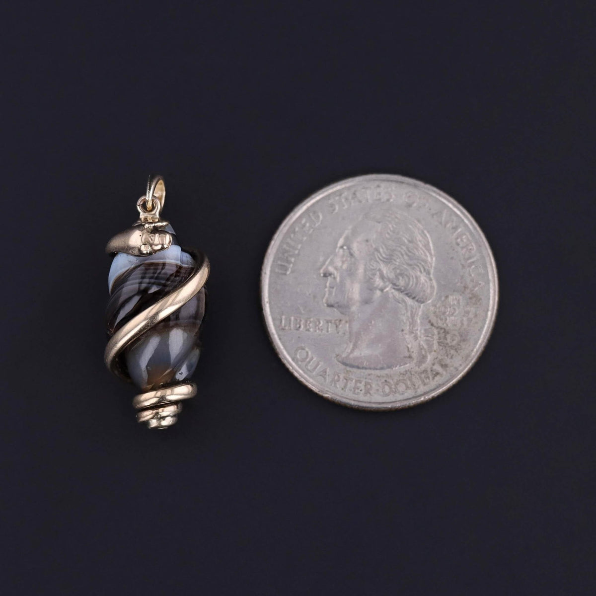 Antique Banded Agate Snake Pendant of 9ct Gold - Trademark Antiques