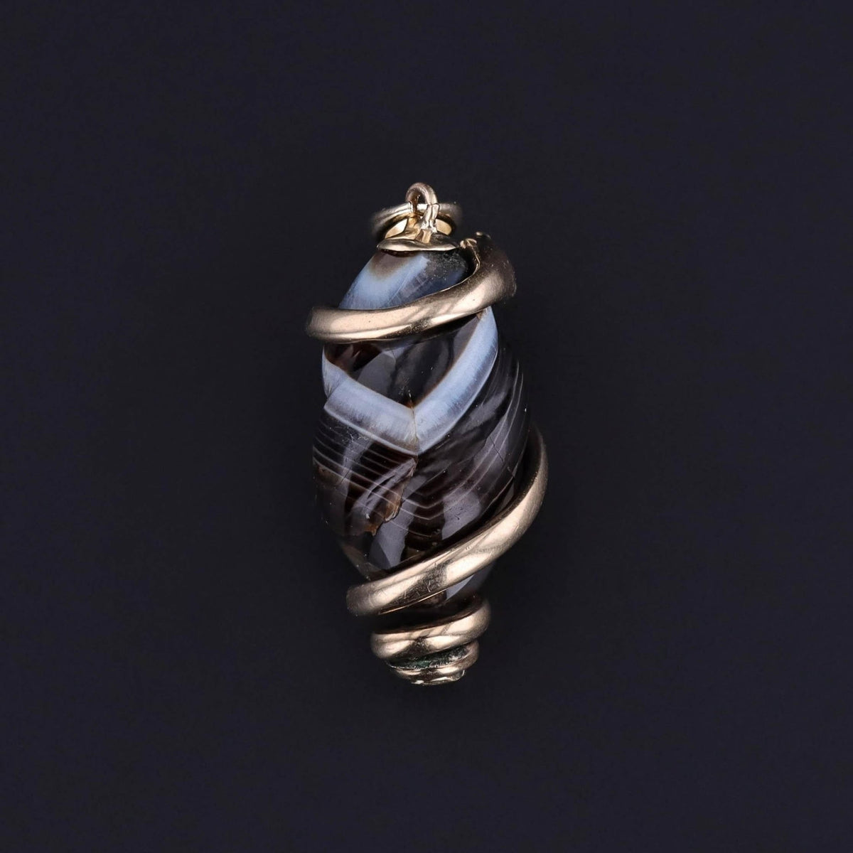 Antique Banded Agate Snake Pendant of 9ct Gold - Trademark Antiques
