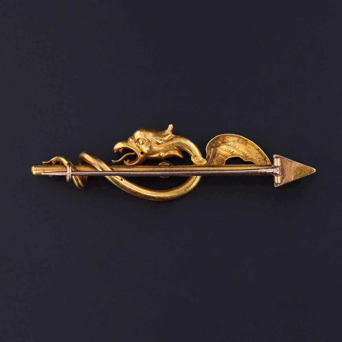 Antique Basilisk Arrow Brooch of 18k Gold - Trademark Antiques