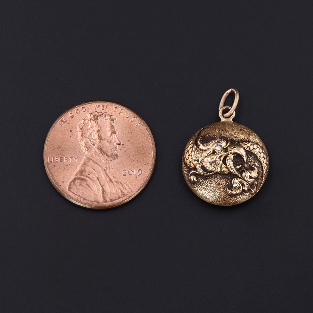 Antique Basilisk Conversion Charm of 14k Gold - Trademark Antiques