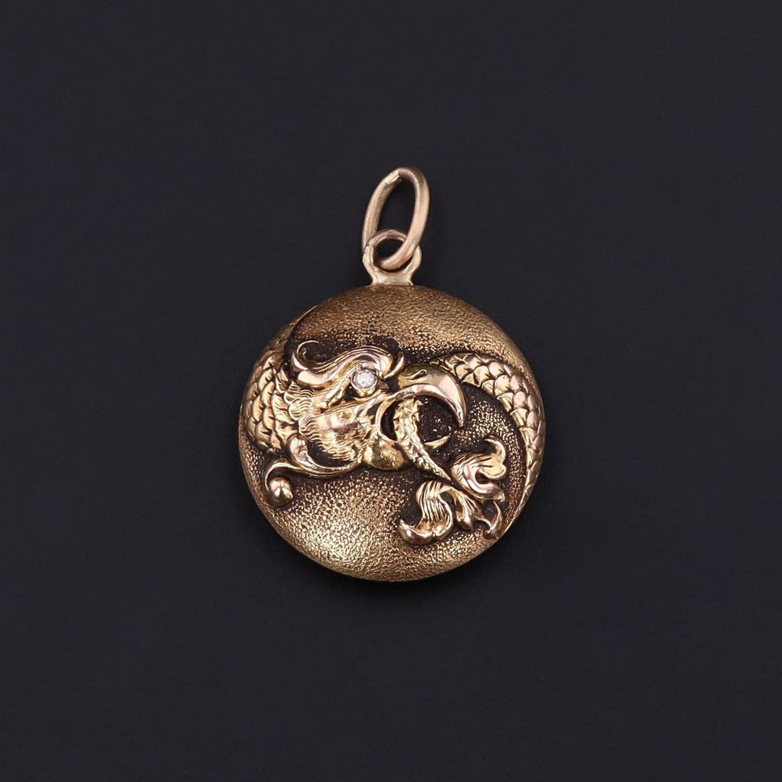 Antique Basilisk Conversion Charm of 14k Gold - Trademark Antiques