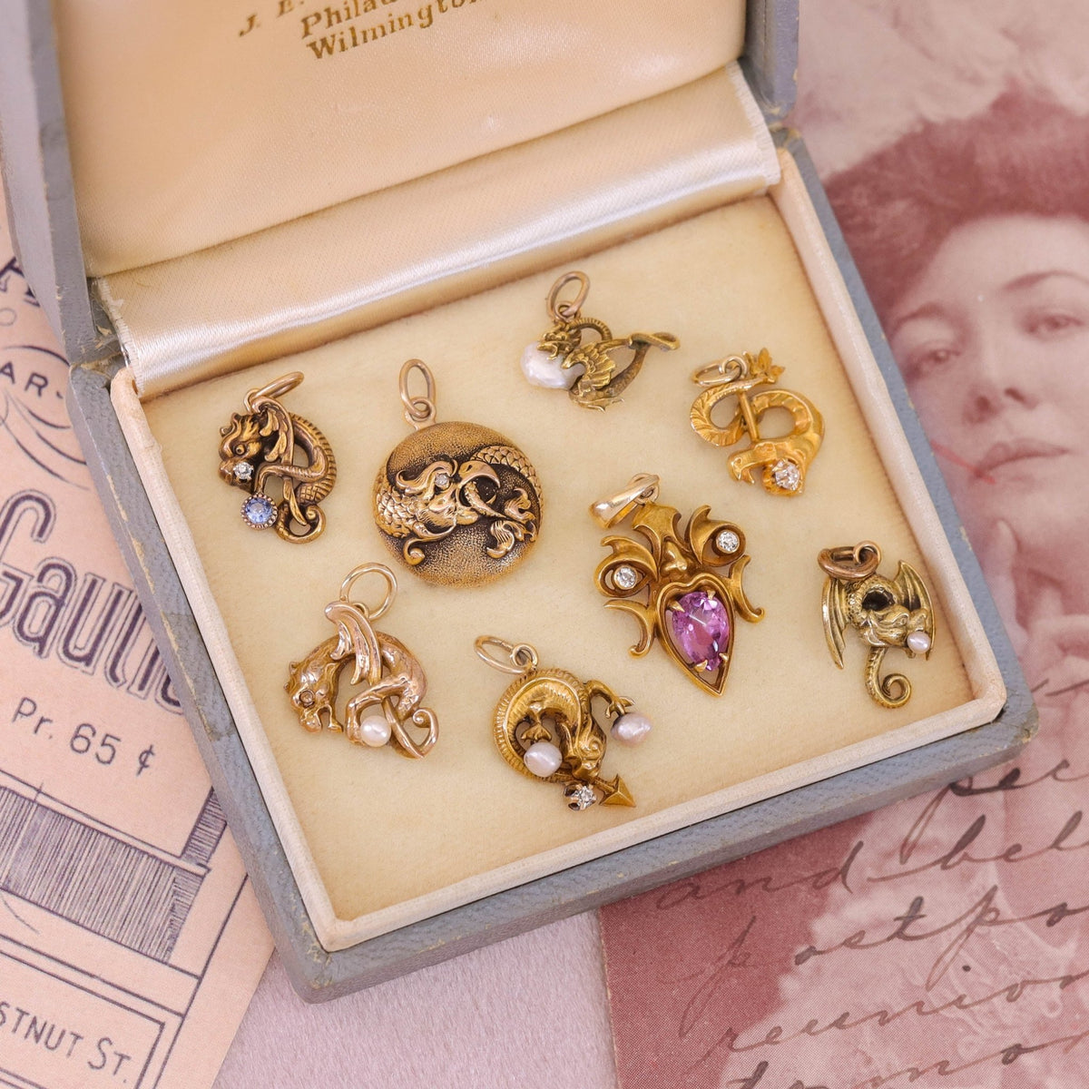 Antique Basilisk Conversion Charm of 14k Gold - Trademark Antiques