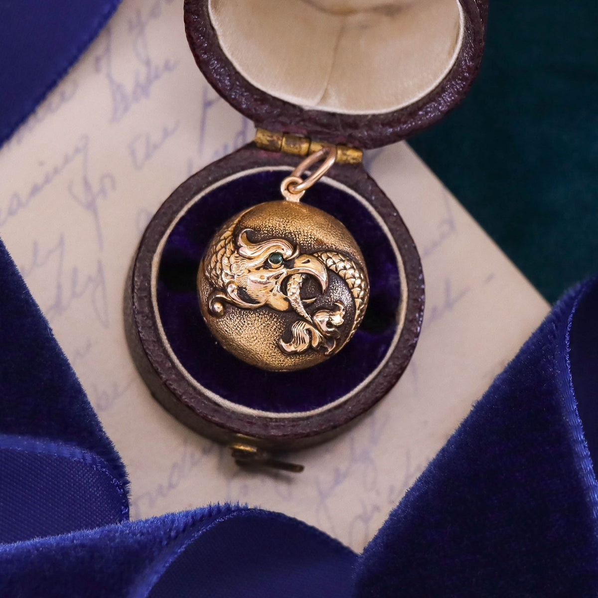 Antique Basilisk Conversion Charm of 14k Gold - Trademark Antiques