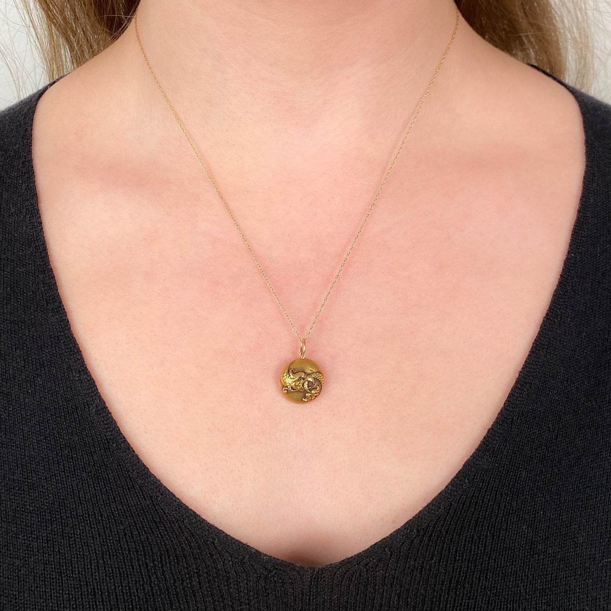 Antique Basilisk Conversion Charm of 14k Gold - Trademark Antiques