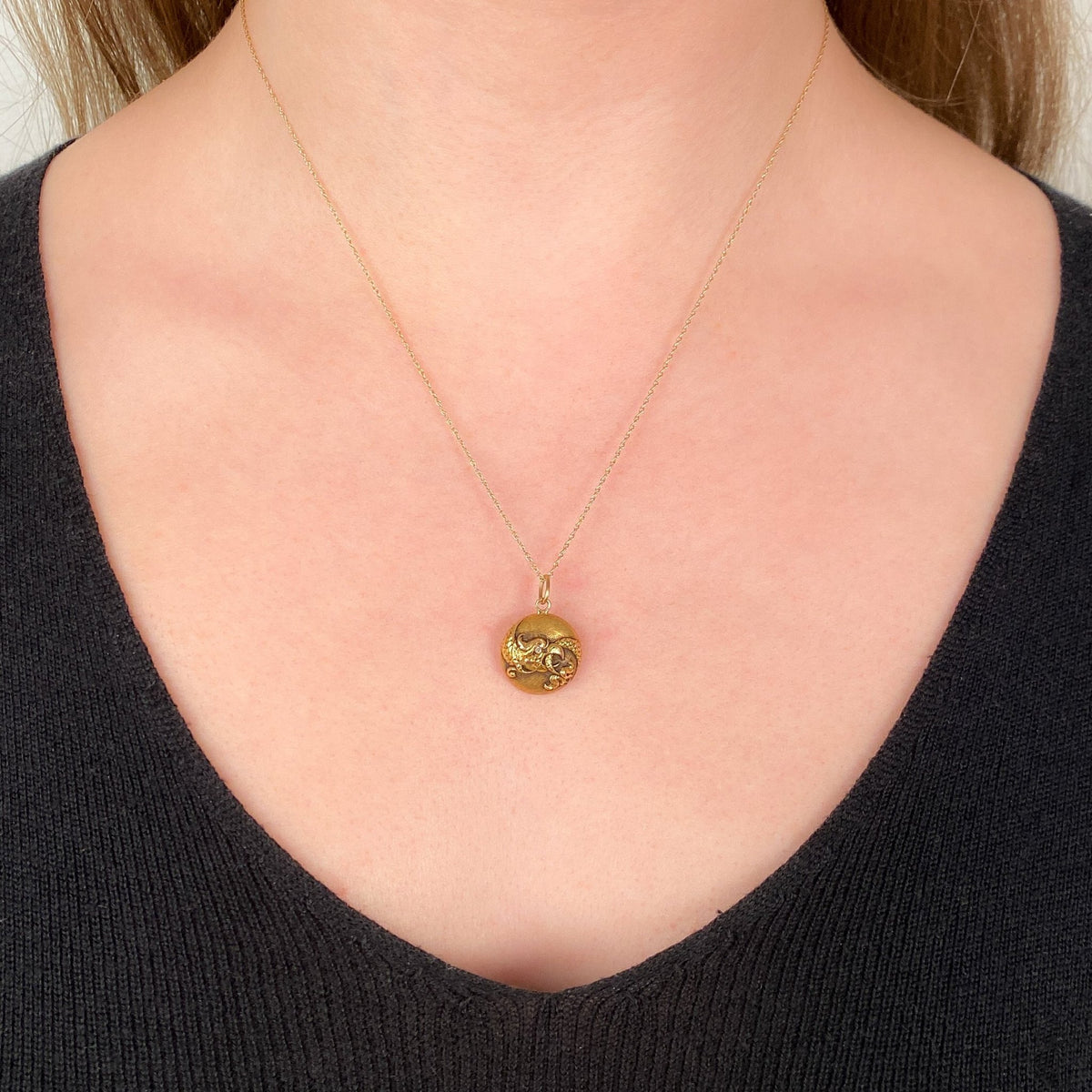 Antique Basilisk Conversion Charm of 14k Gold - Trademark Antiques