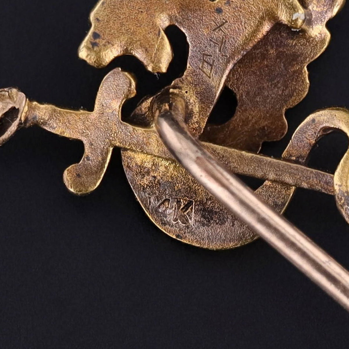 Antique Basilisk or Dragon Stickpin of 14k Gold - Trademark Antiques