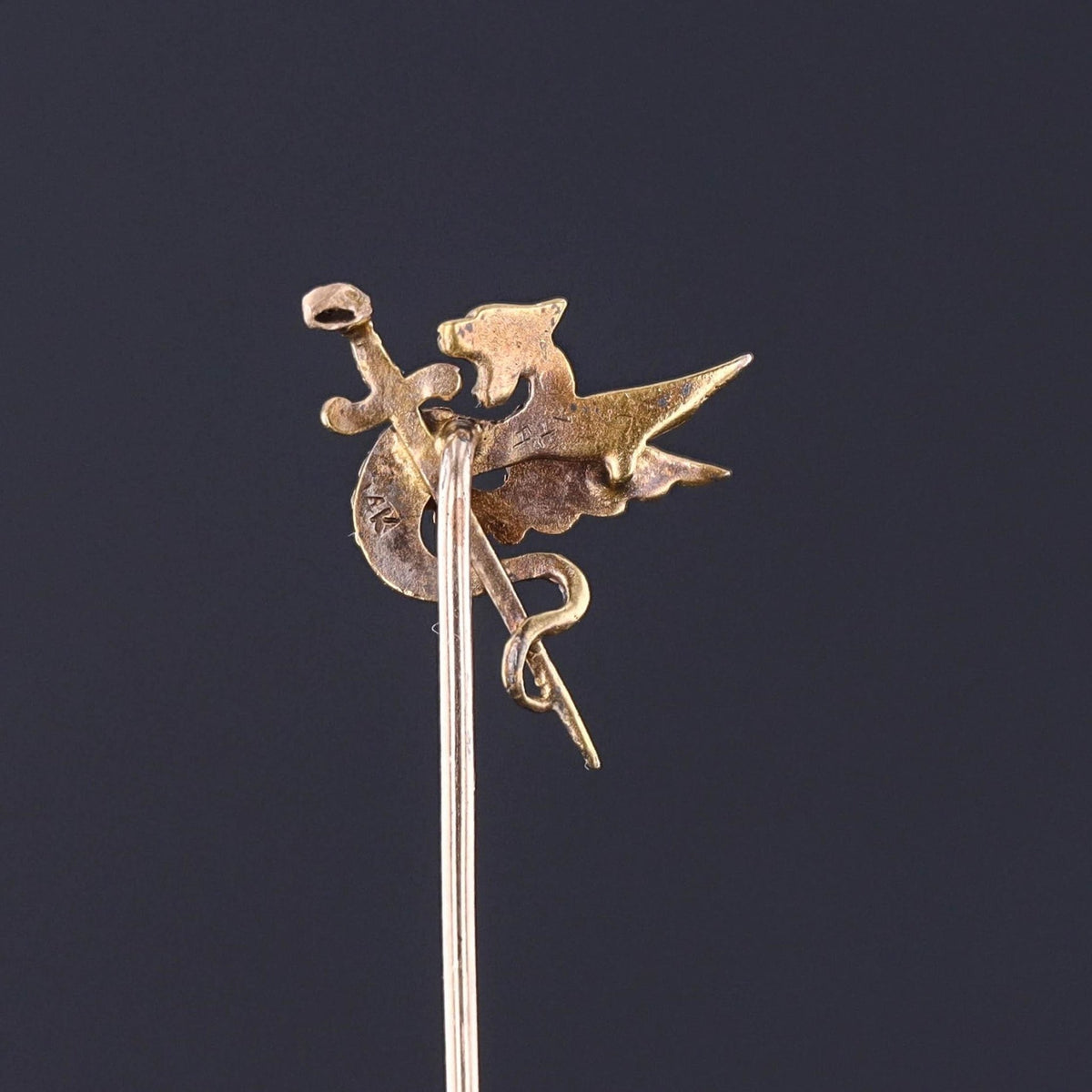 Antique Basilisk or Dragon Stickpin of 14k Gold - Trademark Antiques