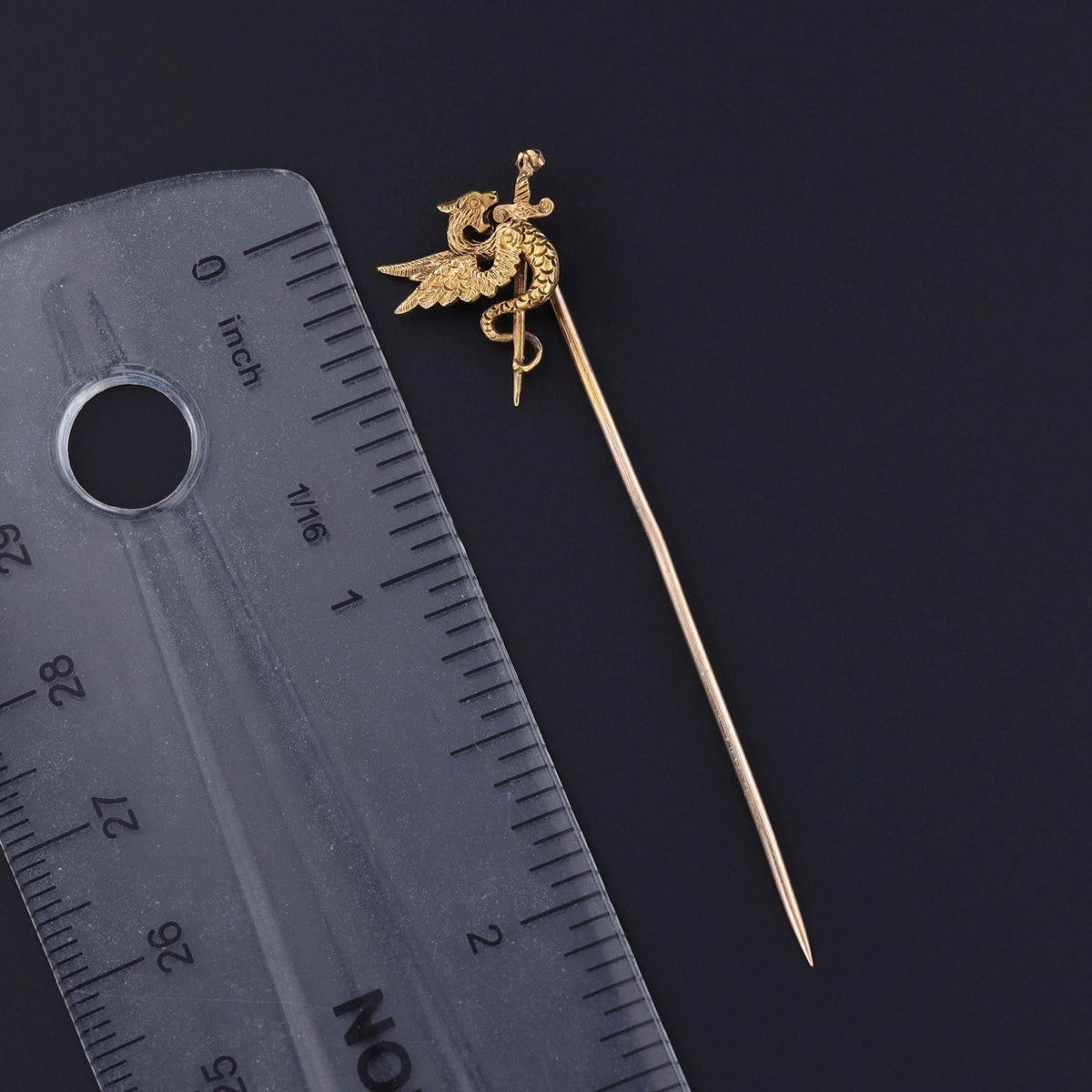 Antique Basilisk or Dragon Stickpin of 14k Gold - Trademark Antiques