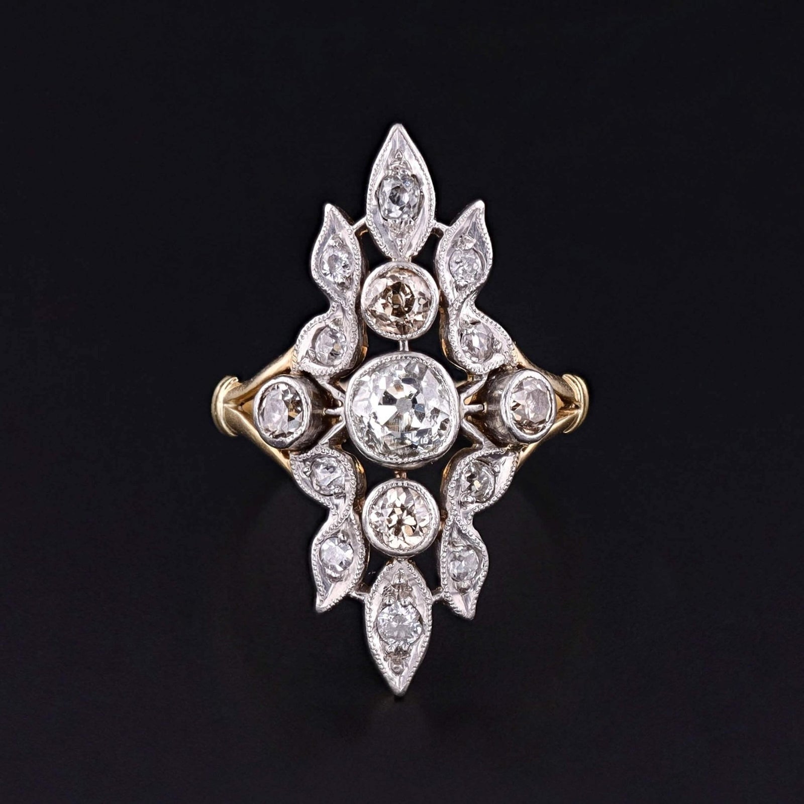 Antique Belle Epoque Diamond Ring of 18k Gold - Trademark Antiques