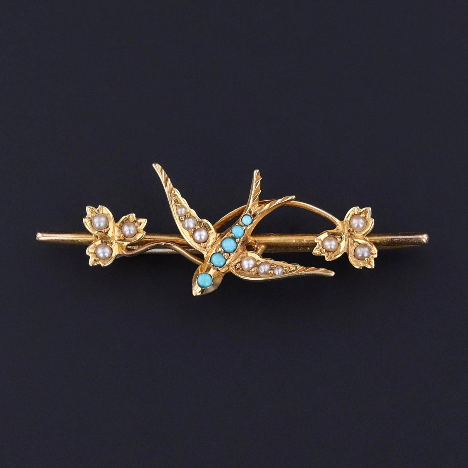 Antique Bird Bar Pin of 15ct Gold - Trademark Antiques