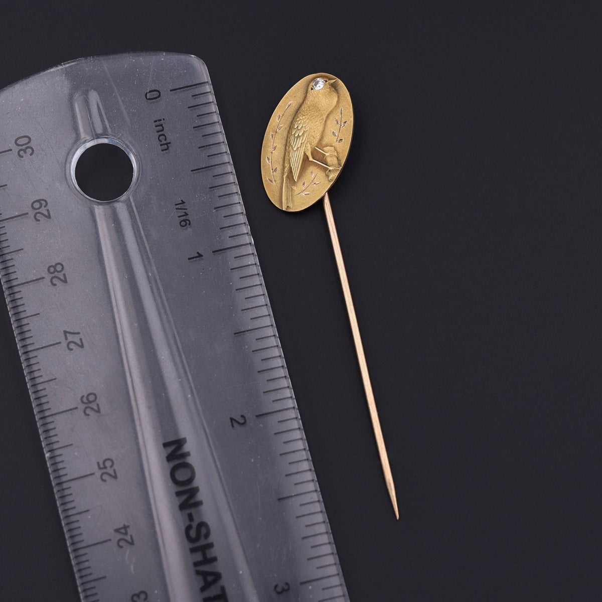 Antique Bird with Diamond Stickpin of 10k Gold - Trademark Antiques