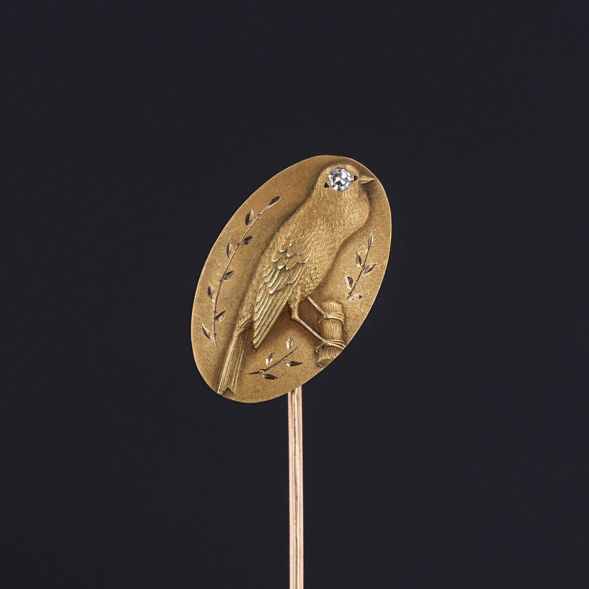 Antique Bird with Diamond Stickpin of 10k Gold - Trademark Antiques