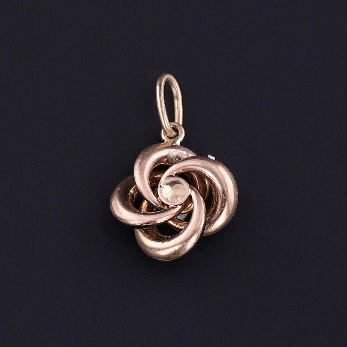 Antique Black Enamel Love Knot Conversion Charm of 14k Gold - Trademark Antiques