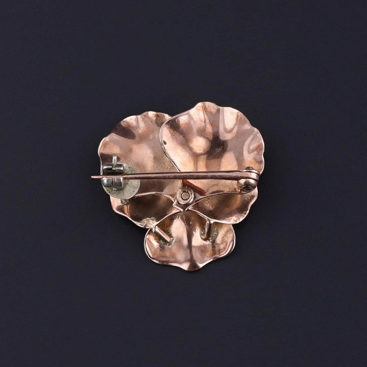 Antique Black Enamel Pansy Brooch of 9ct Gold - Trademark Antiques