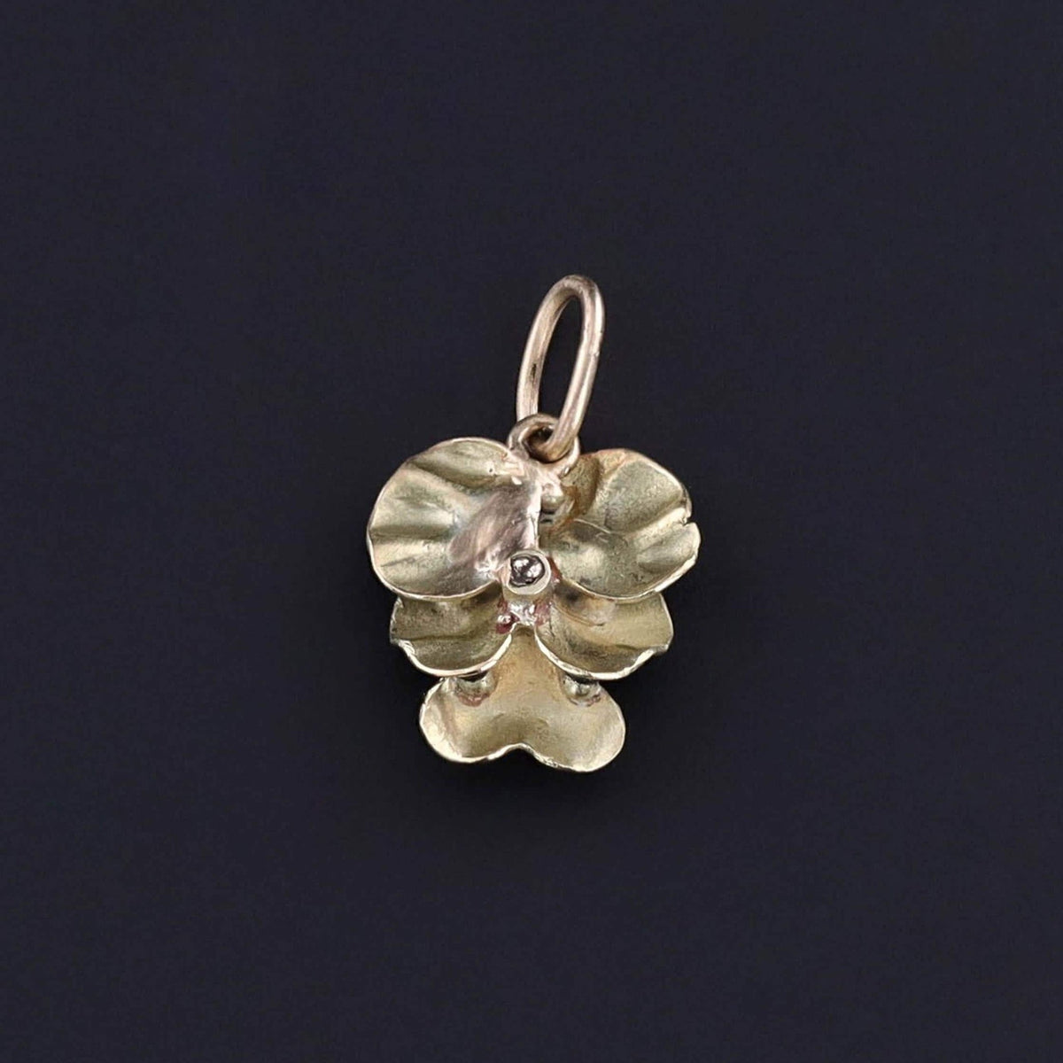 Antique Black Enamel Pansy Charm of 14k Gold - Trademark Antiques